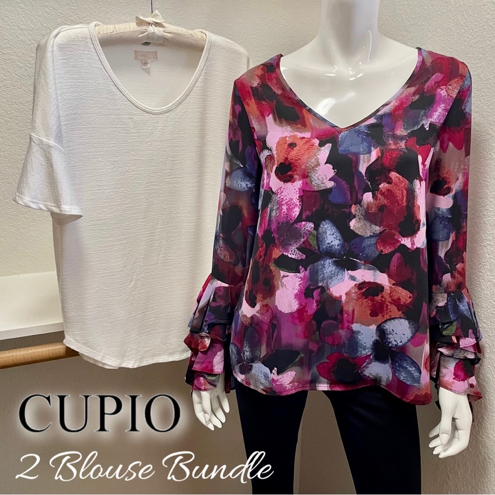 CUPIO 2 Blouse Bundle Ruffle Sleeves Sz M